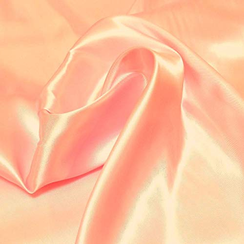 TOLKO Glanz Satin | Modestoff Dekostoff Kostümstoff Gardinenstoff Vorhangstoff Hochzeitsstoff | Bettwäsche Kissenbezug Kleid | 110cm breit | Satin-Stoffe zum Nähen Meterware (Lachs Rot)