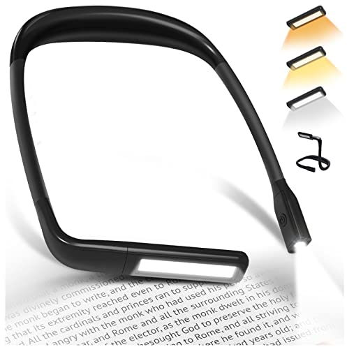 Luce per Lettura Libri a Letto - 3 Colori Ricaricabile Lampada da Lettura Letto, Flessibile Collo Luce Lettura per Libro, Studio, Lavoro a Maglia, Viaggi, Idee Regalo per Lettori Donna Uomo Lei Amica