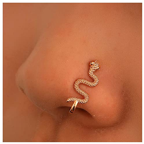 Cimenexe Anneau de Nez Serpent Vipère Doré Non Perçant - Bijoux pour Femmes et Filles Cerceau