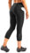 Damen-Fahrradhose, 4D-gepolstert, hohe Taille, Radhose, Caprihose, 3/4 Radhose mit Reißverschlusstaschen, schwarz / dunkelgrau, Groß