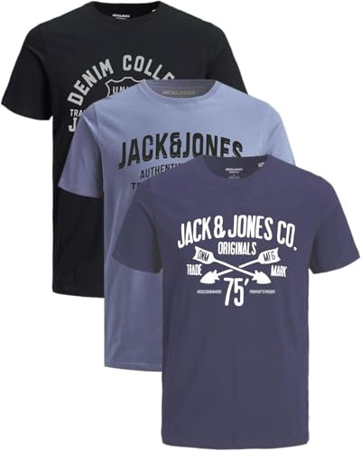 JACK & JONES Herren 3er-Set T-Shirts aus Baumwolle (Slim-fit Mix Opt 7, M)
