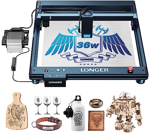 Längerer B1 Farb-Lasergravierer, 36W Leistung Laser Cutter mit Auto Air Assist für Metall, Holz, Acryl, Leder, IDY Lasergravur