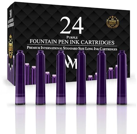 Wordsworth & Black Lot De 24 Recharges D'encre Pour Stylo Plume – 24 Cartouches D'encre Violettes, Taille Internationale, Longueur Appr 1,5, Diamètre De Base Appr 0,24 - Jetables Et Génériques
