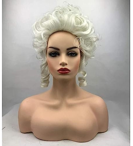 NEZIH Anime Coser Wig Marie Antoinette Prinzessin Mittel Gebogen Cosplay Perücke Hitzebeständig Kunsthaar Perücke + Perücke Kappe, Gut Für Halloween-Party, Dekorationsgeschenk