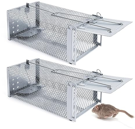 Lebendfalle Mausefalle, XXL Premium Rattenfalle Hochsensitive Mäuse-Futterfalle, Tierfreundlich & Wiederverwendbar Falle Geeignet für Küche Garten Lagerhaus (2 Stück)