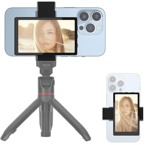 Newmowa Phone Vlog Selfie Monitor Screen, Magnetic Phone Holder Clip Mount, Using Phone Rear Camera for Selfie Vlog Live Stream TikTok, Compatible with iPhone (Wireless Remote for iPhone)