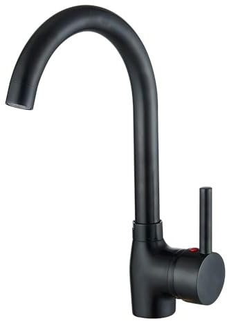 Haiba Matte Black Kitchen Mixer Tap Single Lever Monobloc Swivel Spout Kitchen Sink Taps with UK Standard Fittings