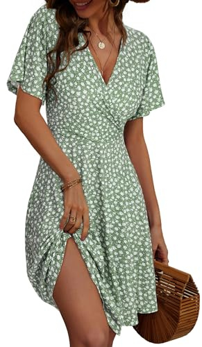FENSACE Summer Dresses for Women 2026 Casual Green Floral Baby Shower Dress