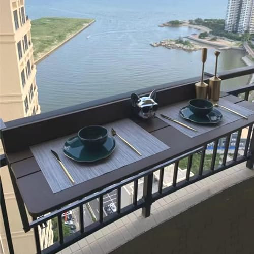 ZENCIX Tavolino da Ringhiera, Tavolo Sospeso per Balcone, Tavoli Sospesi per Esterni per Terrazza, Tavolo Sospeso per Ringhiera per Balcone Tavolo Pieghevole per Balcone Tavolo Sospeso Regolabile