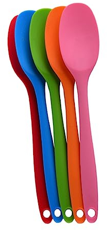 MAGICLULU Herramienta De Mezcla Para Hornear Cuchara Sopera Cuchara De Servir De Silicona Aperitivo Cuchara De Mezcla Cuchara Delgada Mini Silicona Alimento Niño Manejar Cucharada Cuchara
