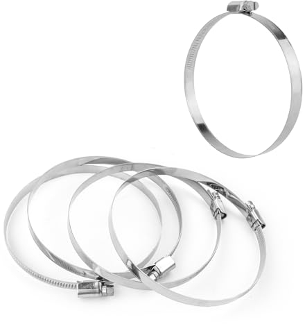 KCT 5 Pack - 90mm-120mm Hose Pipe Clamps Adjustable 304 Stainless Steel Metal Clips for Flexible Tube Worm Drive