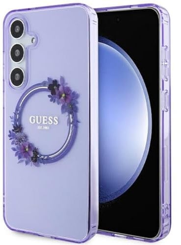 Guess GUHMS24MHFWFCU Hülle für S24+ S926 lila hardcase IML Flowers Wreath