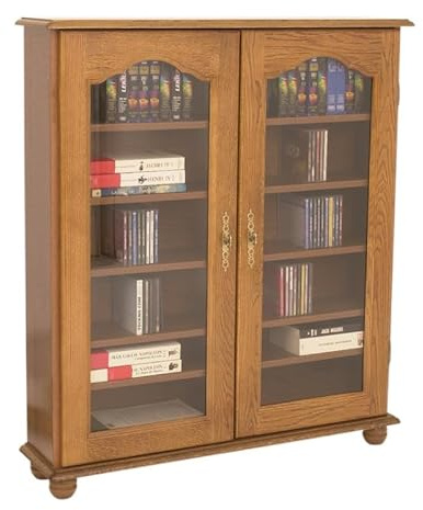 Vitrine Chêne 2 Portes Vitrées 5 Etagères 6 Niches L 92.4 H 105.8 P 21.5 cm