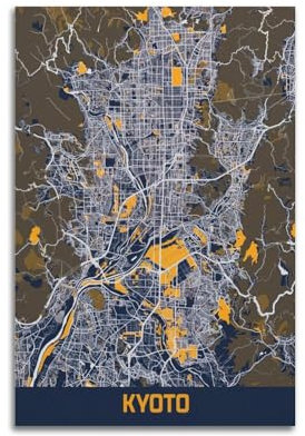 BPQN Landkarten-Poster, Asien, Japan, Tokio, dekoratives Gemälde, Leinwand, Kunstbild, 40 x 60 cm