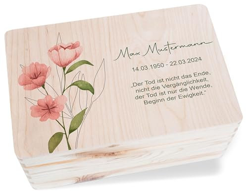 Holzkiste Erinnerungsbox - Trauerbox | Erinnerungsgeschenk Trauer | Gedenkbox | Trostbox | Trauerhilfe | Trauerbegleiter - 30 x 20 x 14 - Holz - box für trauerkarten trauergeschenk verstorbene