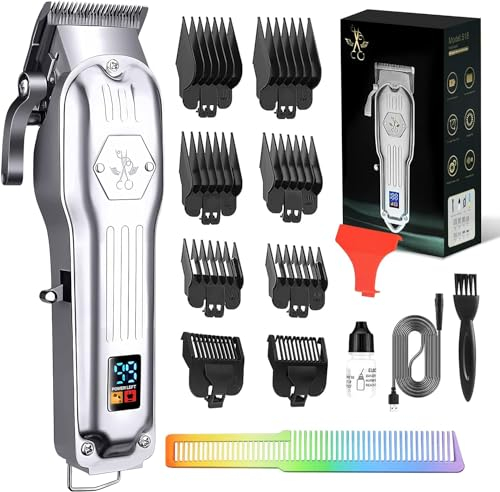 Unipampa Haarschneider Herren Profi, Haarschneidemaschine, Haartrimmer, Haarscherer, Bartschneider Barttrimmer, Präzisionstrimmer Langhaarschneider, 8 Aufsteckkämme, USB Schnurlos LCD Anzeige