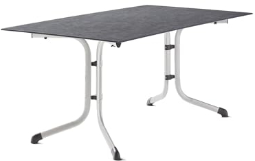 möbelando Klapptisch >Boulevard< in Schiefer anthrazit, Polytec® - 160x73x90cm (BxHxT)