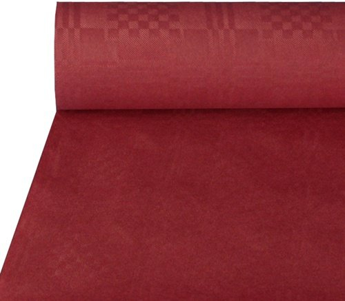 DeinPack 1 x Tischdeckenrolle 1m x 50m Bordeaux | Damast Tischtuch Rolle | Einweg Tischdecke 50 Meter lang 1 Meter breit, ideal für Jede Party, Vereinsfeier, Geburtstagsfeier, Bierzelt Garnitur