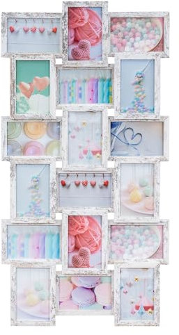 Bilderrahmen Collage 44x85cm 18 Fotos 10x15 Shabby Chic Vintage MDF Holz Galerie Fotorahmen Bilderrahmen Fotocollage Deko Collage Wanddeko