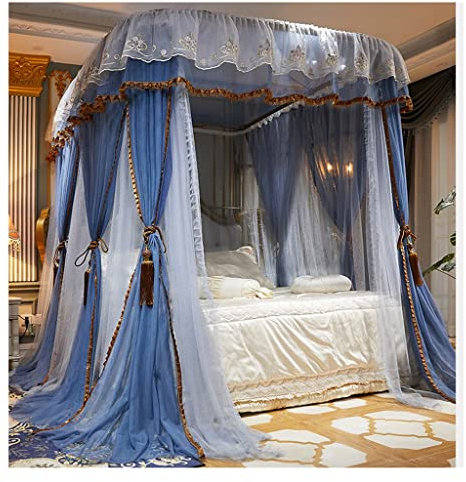 itonc Bedcurtain Bett Baldachin Luxus Palace Bett Baldachin, Etagenbett Vorhang Mit Edelstahl Halterung, Vier Jahreszeiten Universal (Farbe : A2, Größe : 180X220X210Cm)