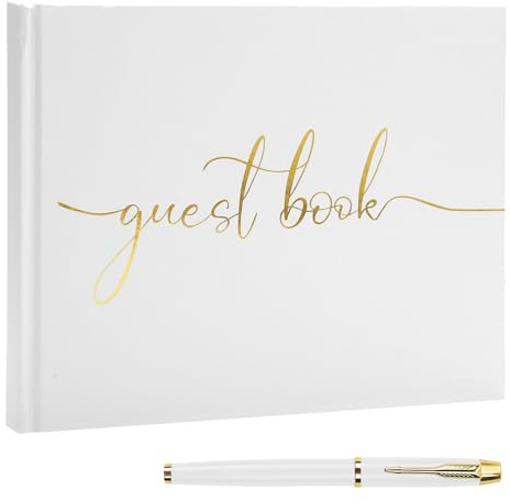 TNSLAND Livre d'or Album de Mariage Livre d'or Bapteme Livre Dor Mariage Personnalisable Livre d'or Anniversaire Guest Book Livre Vierge 100 Pages Vierges avec Stylo Blanc