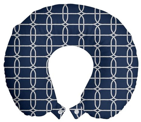 ABAKUHAUS Nautisch Reisekissen Nackenstütze 2er Pack, Bicolored Maritime Motiv Schaumstoff Reiseartikel für Flugzeug und Auto, 30x30 cm, Nachtblau und Weiß