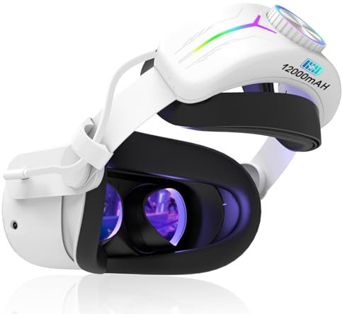 Eyglo RGB Correa Compatible con Quest 3S, Reemplazo de la correa Elite Quest 3S con batería de 12000 mAh, Mejora de la comodidad y el soporte de VR, Accesorios para Quest 3S, Tiempo de juego extendido