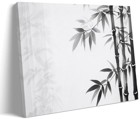 FYFMUSHE Retro Tree Branch Canvas Wall Art Paintings Beautiful Ink Bamboo Plant Pictures on Canvas Prints Framed Ready to Hang Artwork for Bedroom Home Decor 12x18inch(30x45cm)