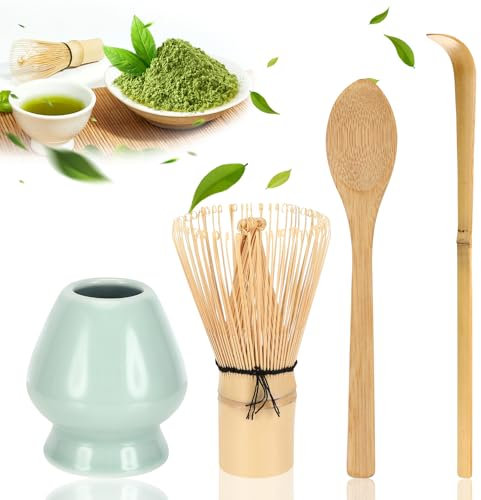 4 Piezas Matcha Kit Juego Matcha Bambu Set Escoba Matcha Batidores Soporte Para Escoba 2 Cucharaditas Ceremonia De Matcha JaponéS Accesorios Japoneses