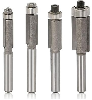 Fräser, 4 Stück/Set Bündigfräser, 6,35 mm Schaft mit Lagerfräser, Holzbearbeitung, Bündigfräser