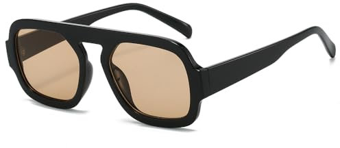 YAMEIZE Gafas de Sol Piloto Cuadradas para Mujer - Hombre Retro 70S Gafas de Sol Clásicas Vintage Gafas de Moda Protección UV400