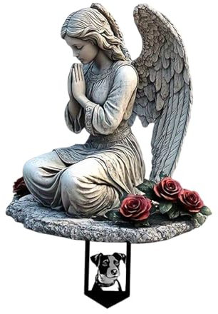 Baoblaze 2D Flat Acrylic Memorial Angel Garden Stake Grave Ornament Waterproof for Outdoor Space Versatile Cemetery Decoration 20x30cm