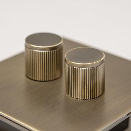 Antique Brass Straight Knurled Switches and Sockets (double light dimmer)