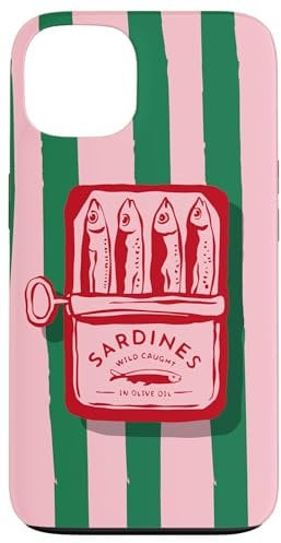 Pink Sardine Maximalist Vintage Food Stripes Aesthetic Cute Case for iPhone 13
