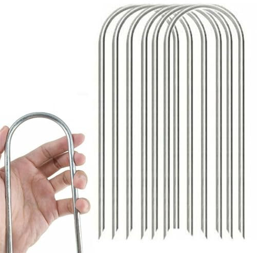 JUNHAO-SHOP Trampoline Anchor Kit, 50 Pcs 150 x 40 x 3 mm Heavy Duty U Shaped Pegs, Galvanised Steel Ground Pegs for Trampolines, Marquees, Swings, Football Goal Posts
