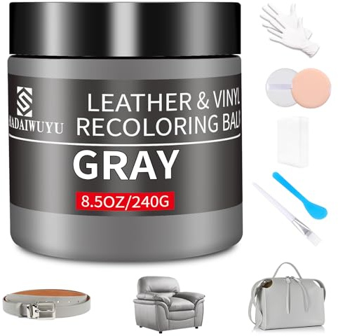 SHADAIWUYU Grau Lederpflege Auto,Leder Reparatur Set,Flüssigleder,Lederfarbe,Kunstleder Reparaturset zum Reparieren von Sofas,Vinylmöbeln,Autositz,Lederschuhen,Sattel bei Verblassen und Kratzern