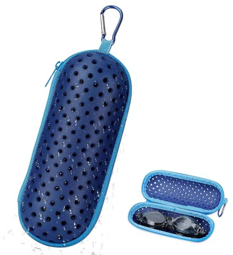 IHLOOTD Schwimmbrille Etui mit Karabiner, Swim Brillenetui Hardcase, Schutzhülle Brillenetui Unisex, für Schwimmbrille, Sonnenbrillen & Sportbrillen