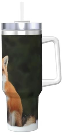 Qgwdyyjq Funny Fox Mug isotherme portable avec poignée Motif renard 1,2 l