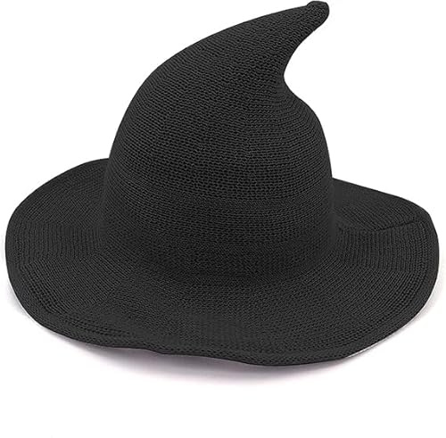 MAOSHYMS Strickmütze für Halloween,Hexenhut für Damen, Halloween Hexenhut Gefühlt Zauberer Hut für Zauberer Kostüm Cosplay Party Karneval Maskerade