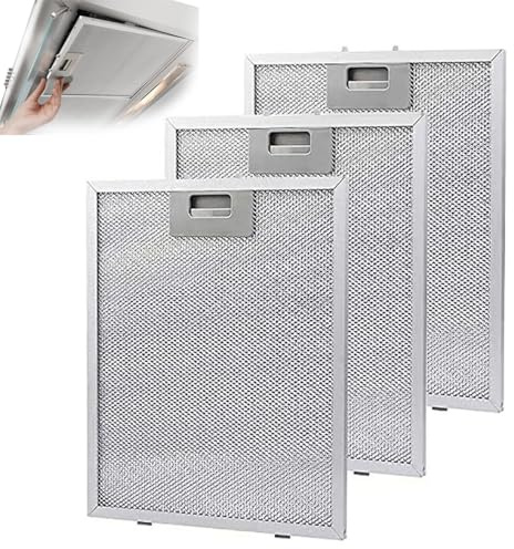 Paket med 3 spisfilter, spisfilter för spisfläkt, filtergaller, 5-lagers spisfilter, universellt kompatibelt med de flesta spisfläktar (320 x 260 mm)
