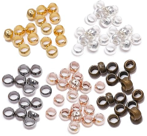 1000 Stück Quetschperlen,Quetschperlen Verschluss,Gemischte Armband Lose Perlen Spacer,Crimp Beads,für DIY Schmuck zubehörHerstellung,(5 Farben&2.5mm)