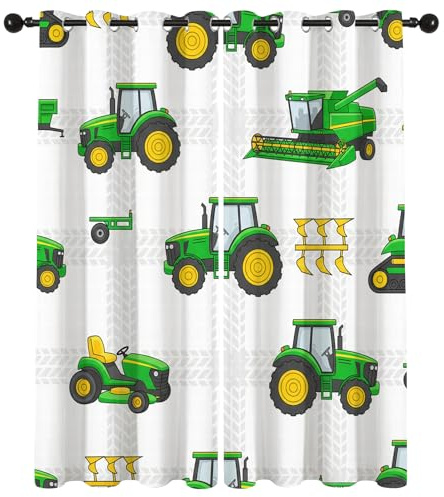 Havenix Traktor Vorhänge Blickdicht Wohnzimmer Landwirtschaft Muster Vorhang mit ösen Gardinen 220 cm Hoch 2er Set Verdunklungsvorhänge für Schlafzimmer Kinderzimmer Jungen Fenster