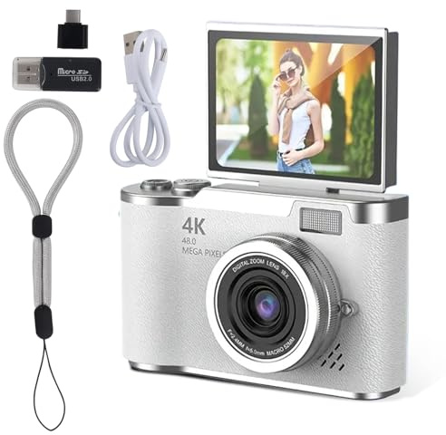 HuiJuKeJi Appareil photo numérique, HD 1080p, appareil photo numérique 48 MP, écran rabattable HD 2,4 (sans carte)