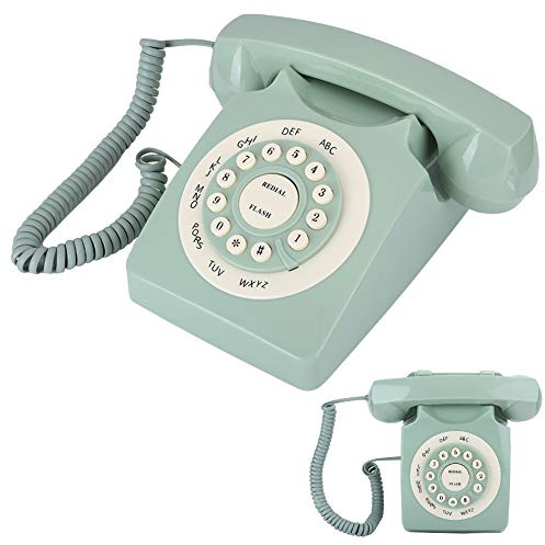 Haofy Europäisches Vintage-Schnurtelefon, Grün, ABS-Material, Nummernspeicherfunktion, Home-Office-Festnetz