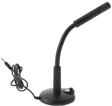 Homoyoyo Microphone de Bureau Polyvalent 35 MM Noir Pied Stable Micro de Réunion Réglable en Plastique pour Chat Vocal Enregistrement et Streaming sur Ordinateur