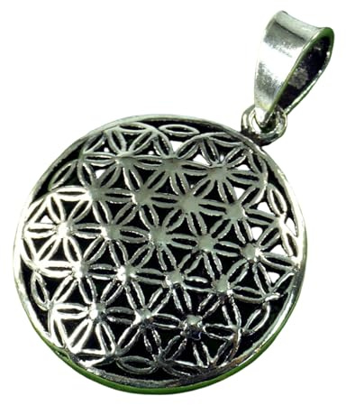 GURU SHOP Silberanhänger, Boho Anhänger 'Flower of Life Talisman'