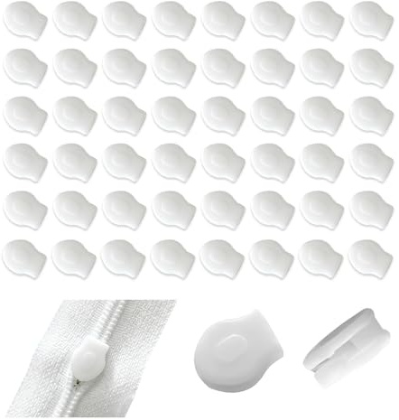 50 Pezzi Cursore Cerniera Ricambio Plastica,Cursore per Cerniera Lampo Universale,HMCEY Cursori per Biancheria da Letto,Kit Riparazione Cerniere Lampo per Giacche, Federa, Copripiumino - Bianco