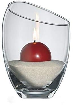 CRISTALICA Windlicht Milano Geschenkset 18cm Kerzenglas inkl Kerze Sand Vase Schale klar