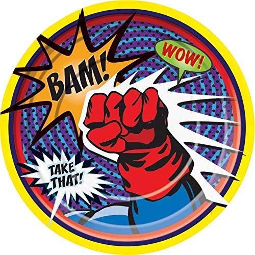 Forum Novelties X72434 Super Hero Paper Plate | Large | Multicolor | Pack of 1 | 22 cm