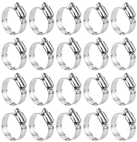 Lot de 20 colliers de serrage réglables en acier inoxydable de 40 à 63 mm pour plomberie, automobile et mécanique